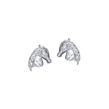 Equestrian Horse Silver Post Earrings TER1872 - Jewelry